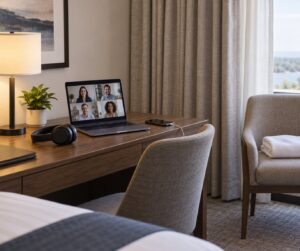 how to take video calls in a noisy hotel