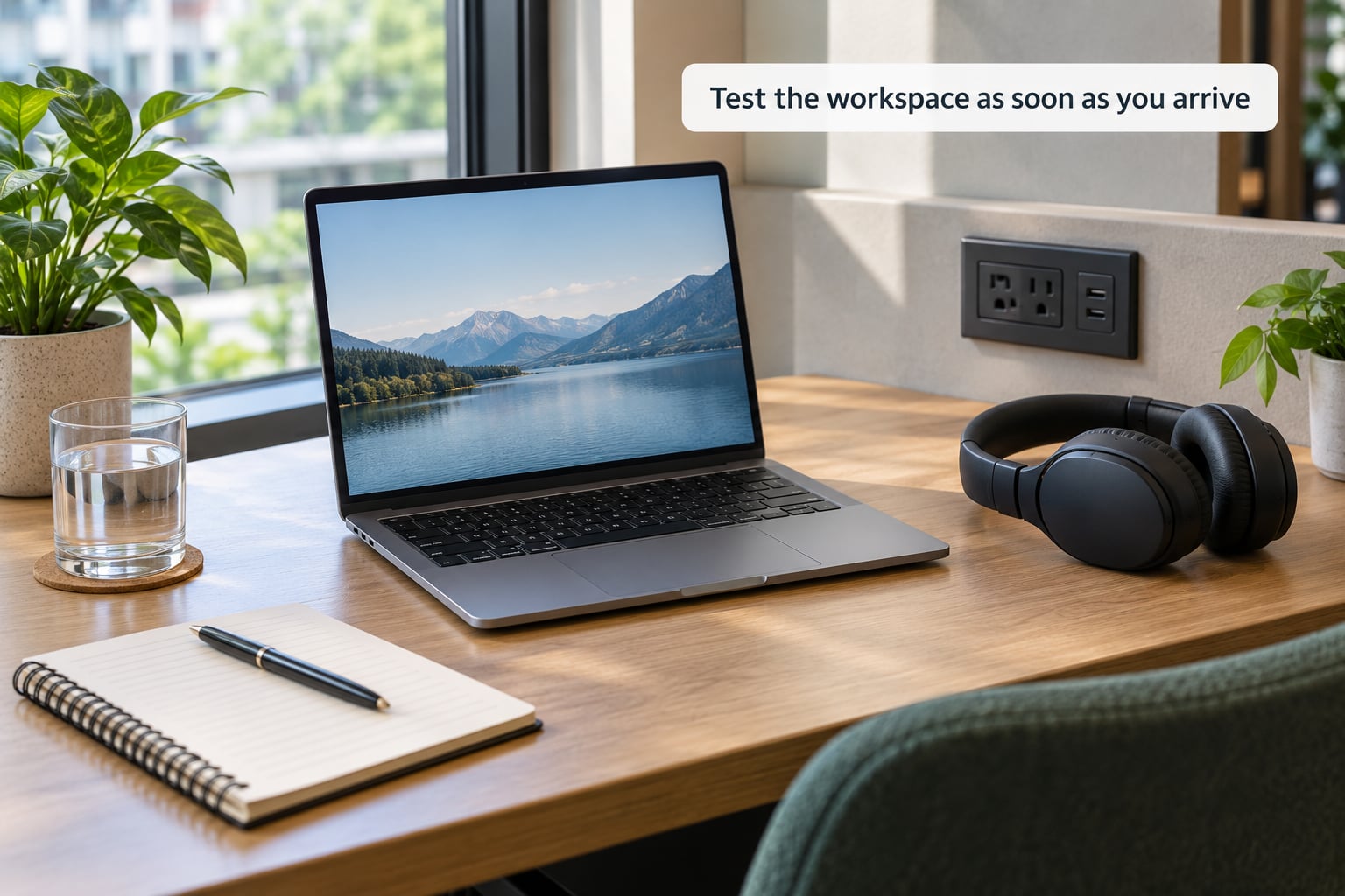 Test the workspace as soon as you arrive