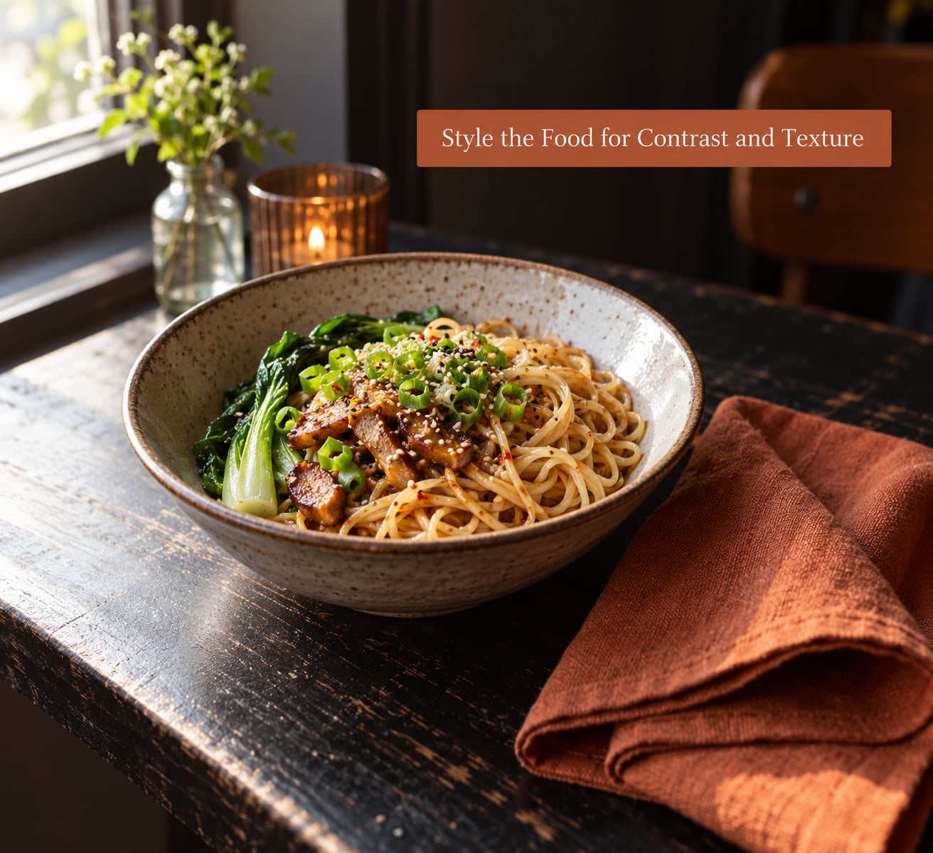 Style the Food for Contrast and Texture