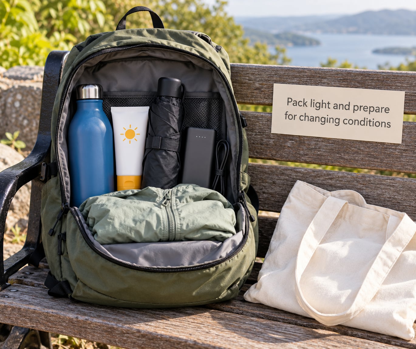 Pack light and prepare for changing conditions