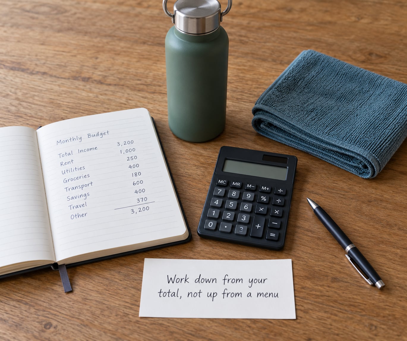 Work down from your total, not up from a menu